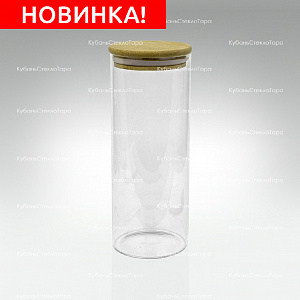 Банка 1 л стеклянная с бамбуковой крышкой оптом и по оптовым ценам в Санкт-Петербурге