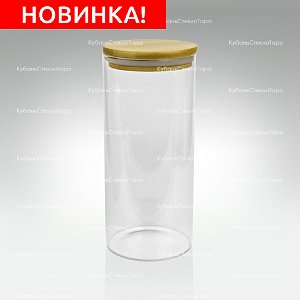 Банка 1,2 л стеклянная с бамбуковой крышкой оптом и по оптовым ценам в Санкт-Петербурге