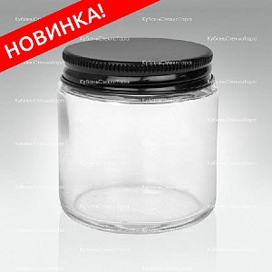 0,100 ТВИСТ прозрачная банка стеклянная с черной алюминиевой крышкой оптом и по оптовым ценам в Санкт-Петербурге